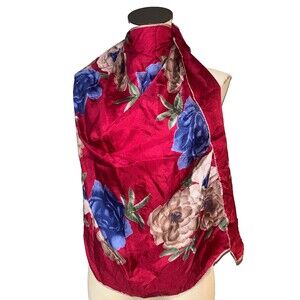 VERA Neumann Vintage Silk Floral Square Scarf 30” Made in Japan